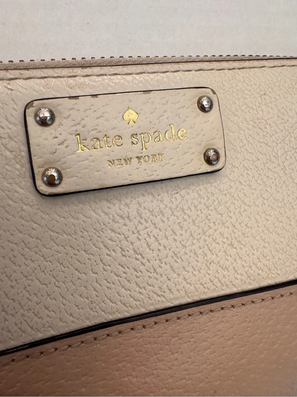 Kate Spade New York Beige Zip-Around Wristlet Wallet with Logo Accent Wristlet
